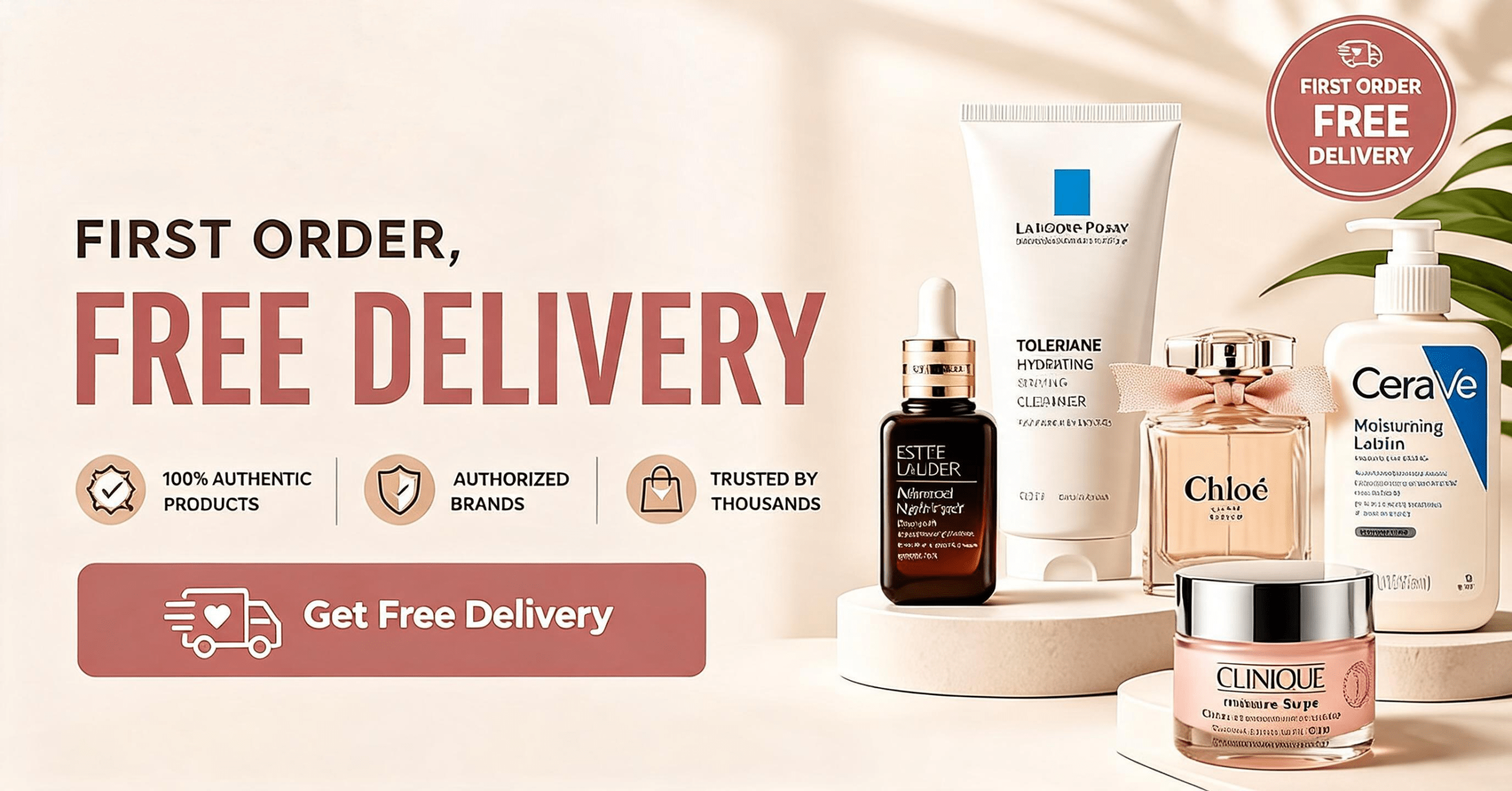 Monks Beauty advertisement poster - authentic skincare, haircare, and beauty products available across Bangladesh with cash on delivery