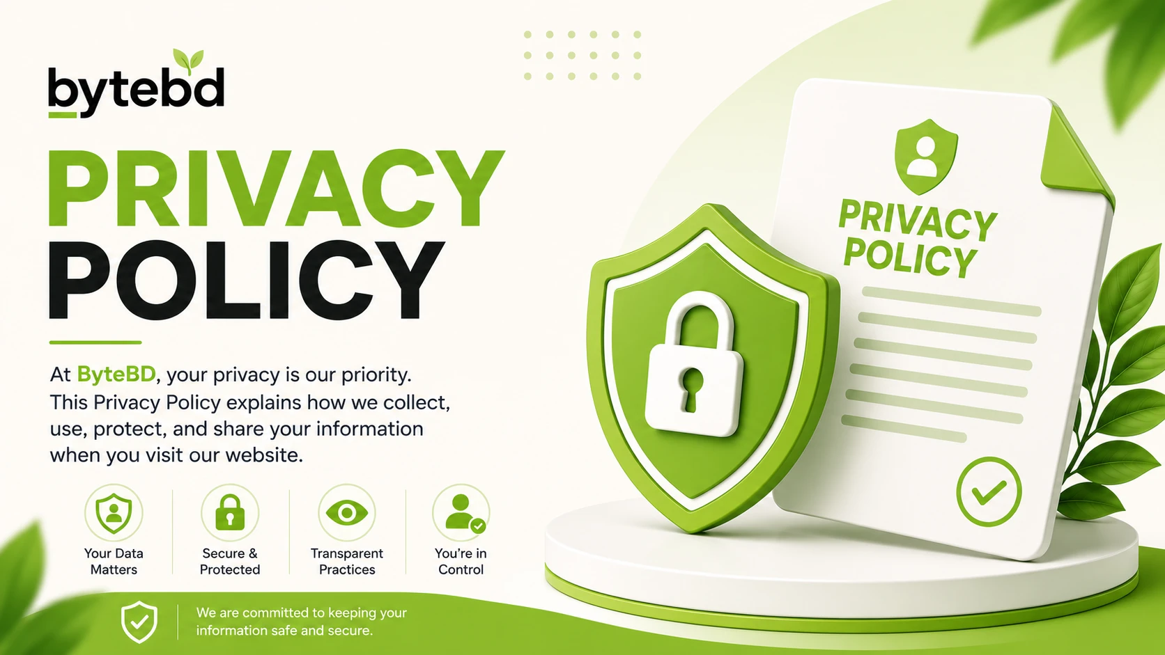 Privacy policy information for ByteBD wellness platform