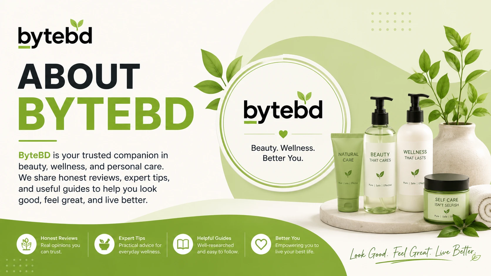 About Bytebd - premium wellness knowledge platform for skincare, hair care, and health