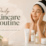Daily Skincare Routine for Healthy and Glowing Skin in Bangladesh featuring skincare products and beauty lifestyle setup